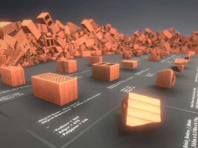 Clay Brick Demolition Waste Low-poly 3D model