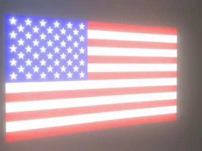 Lighted Waving American Flag  3D model