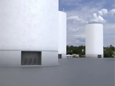 Industrial Silo 55m With Animated Valve Low-poly 3D model