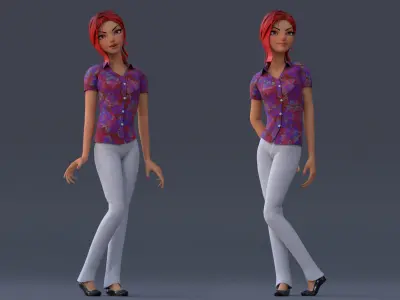 Violet ver 2 Cartoon Girl Low-poly 3D model