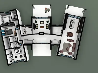 3 Bedrooms House 3D model
