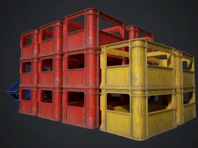Plastic crate Low-poly 3D model