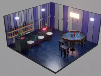 Bar Nightclub Gin place Low-poly 3D model