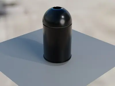 Dome Top Metalic Small Trash Can Low-poly 3D model