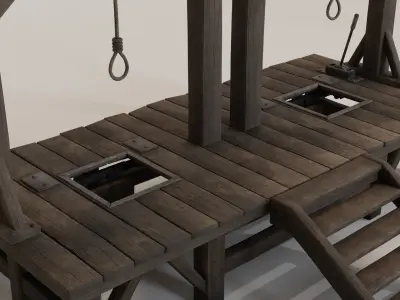 Gallows UE5 game ready with collision mesh Low-poly 3D model