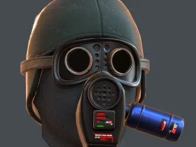 Gas mask helmet 3d model scifi Low-poly  Low-poly 3D model 176