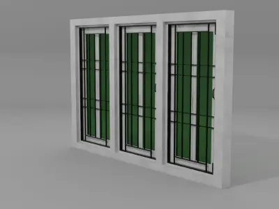 three pan old style window Free low-poly 3D model
