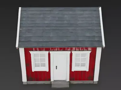 Rustic Red Wooden Cottage 3D Model Low-poly 3D model