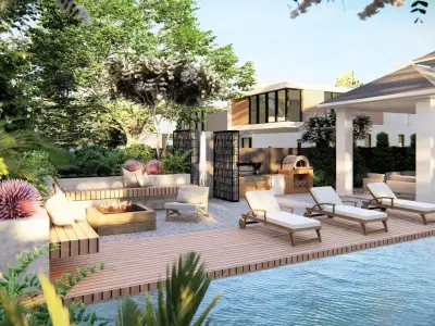 3D Exterior Scene 3D model design garden and landscape 3D model