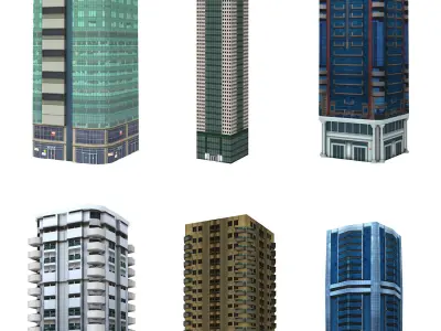 Dubai - Dubai Towers Building 3D Pack - Sheikh Zayed ST Low-poly 3D model