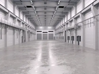 Industrial Hall Interior 2 Low-poly 3D model