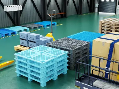 Smart Warehouse Logistics Automation Interior PBR Game Ready Low-poly 3D model