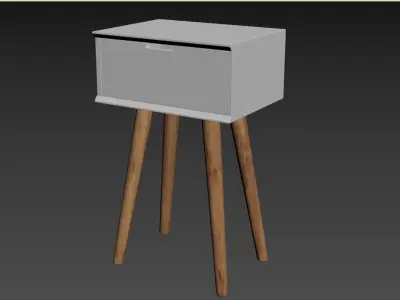 Mitra Bedside Table White 1 Drawer 3D model