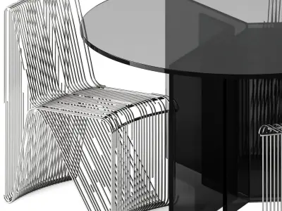 THRIM Piano Table by Tonelli and Glitch Chair by Nama Home 3D model