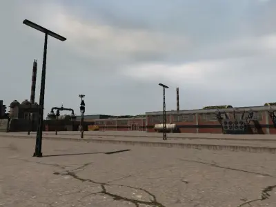 Industrial train station Low-poly 3D model