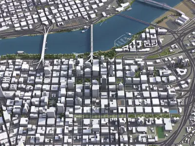 Portland Low-poly 3D model