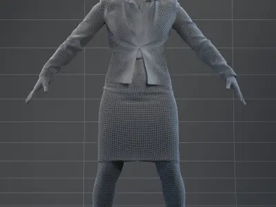Rigged 3D woman in business attire Low-poly 3D model