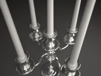Candelbra Set three silver candelabra 3D model