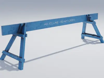 Wooden Police Barriers with 4K Textures Low-poly 3D model