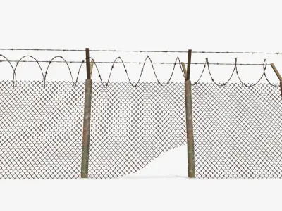 Barbed Wire Fence Low-poly 3D model
