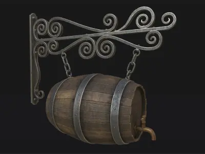 Medieval Tavern Sign Low-poly 3D model purchase