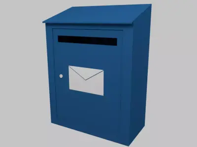 Blue Mailbox Low-poly 3D model