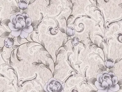 Taupe Floral Scroll Wallpaper  Texture
