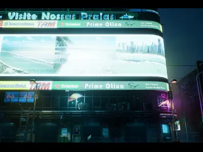 Cyberpunk City Recife Environment Low-poly 3D model