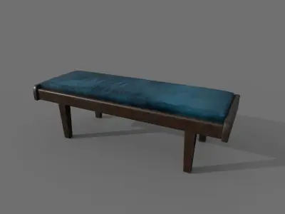 satin and wood bench 3D model