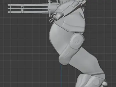 Gatling Mech Low-poly 3D model
