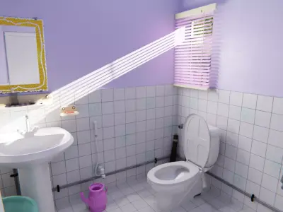Bathroom with toilet and sink 3D model