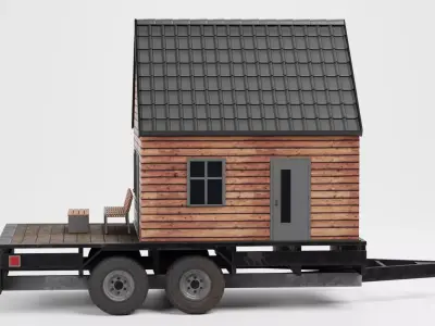 Tiny House V1 - Wooden Cabin Low-poly 3D model