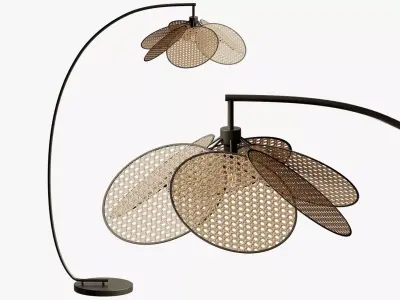 Afralia Rattan Bulb Floor Lamp 3D model
