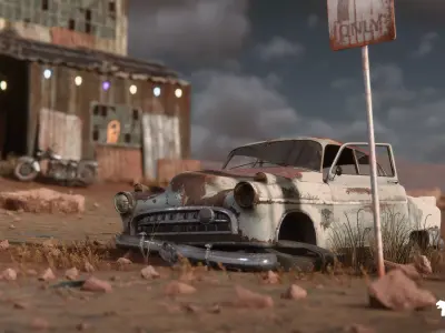 Retropunk Saloon Low-poly 3D model