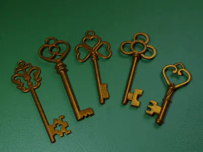 Antique Bronze Keys 3D model