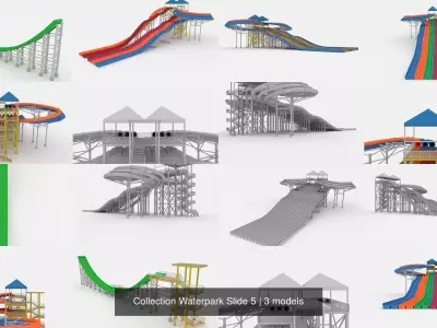 Collection Waterpark Slide 5 3D Model Pack