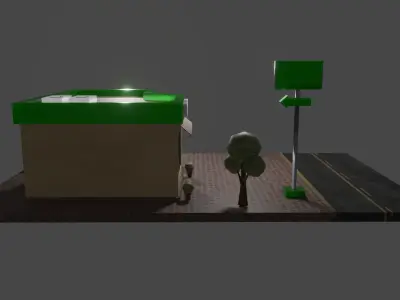 Modern Cafe Low-poly 3D model