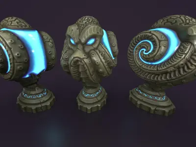 Ancient sphere stone Low-poly 3D model