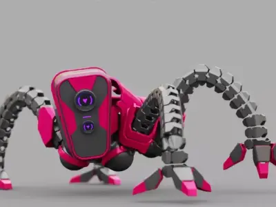 Octopus robot rigged - animated character 3D model