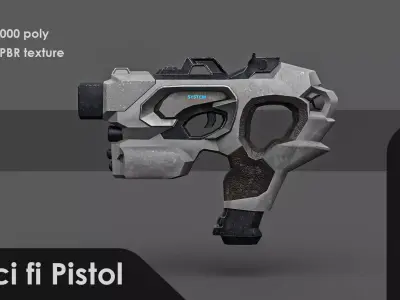 Low Poly Sci-Fi Pistol  Low-poly 3D model