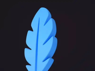 Stylized Blue Feather 3D model