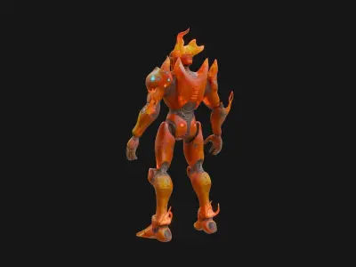 Robot Elemental Fire Low-poly 3D model