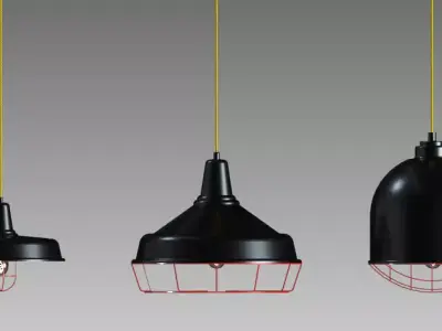 Industrial Lamp Light  Set Three Pieces  3D model