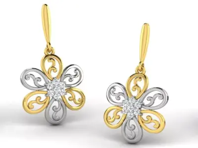 Gold Diamond Women Earring 3D print Model 3D print model 3D print model
