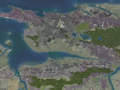 Full Scene - 50x40km Low-poly 3D model