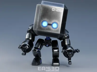 Cute Space Robot Rigged G-26 Metallic 3D model