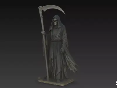 Death Reaper Statue Standing Guard Pose Low-poly 3D model
