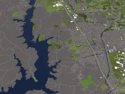 Curitiba Brazil 50x50km City Map 3D model