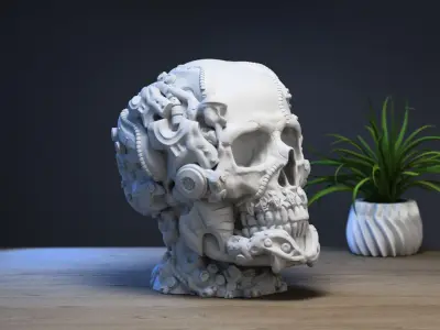 Robot Skull Headphone Stand  Cyborg Headset Stand  3D print model