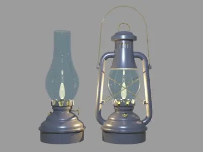 Oil lamps 3D model